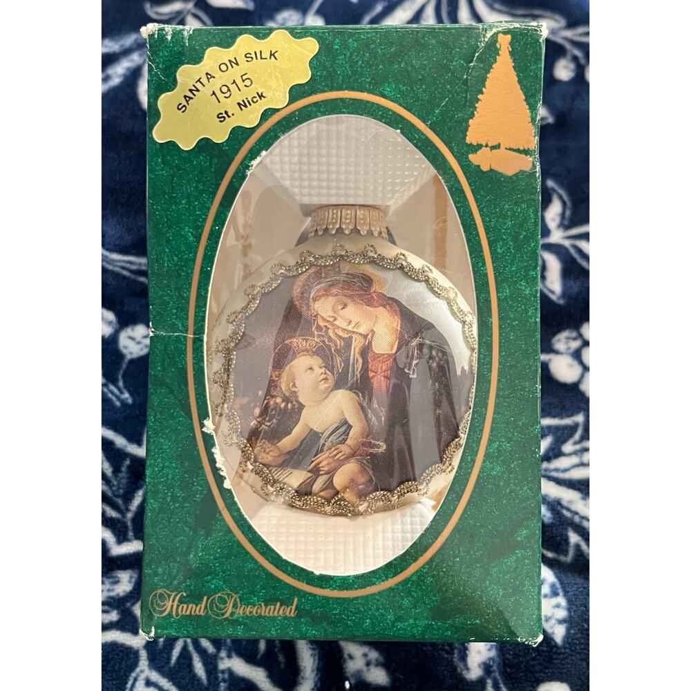 Vintage Krebs Glass Ornament 2000 Virgin and Child Botticelli